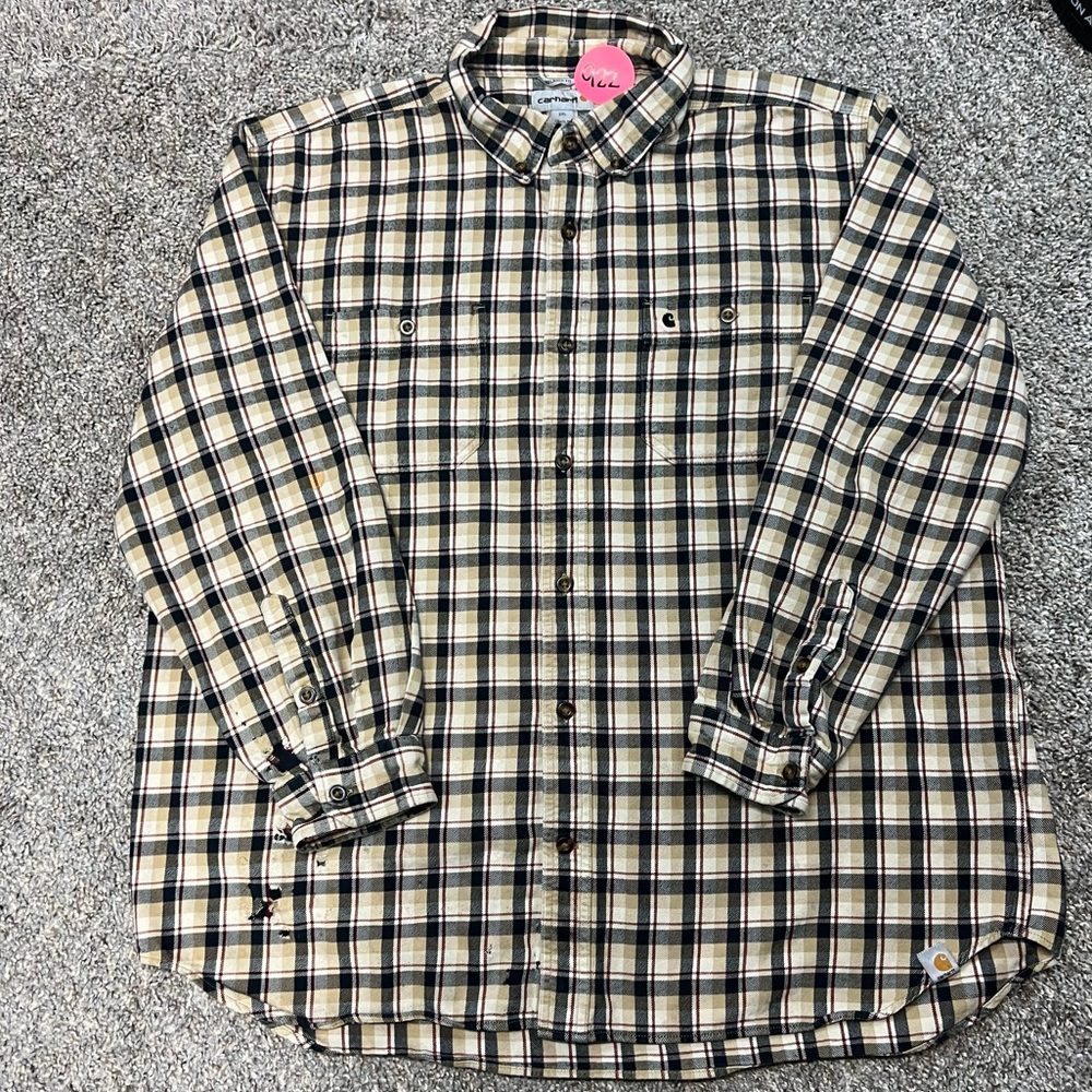 Carhartt shirt mens 2XL brown‎ long sleeve button down flannel workwear outdoors